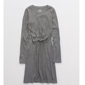 Aerie ribbed long sleeve twist front dress